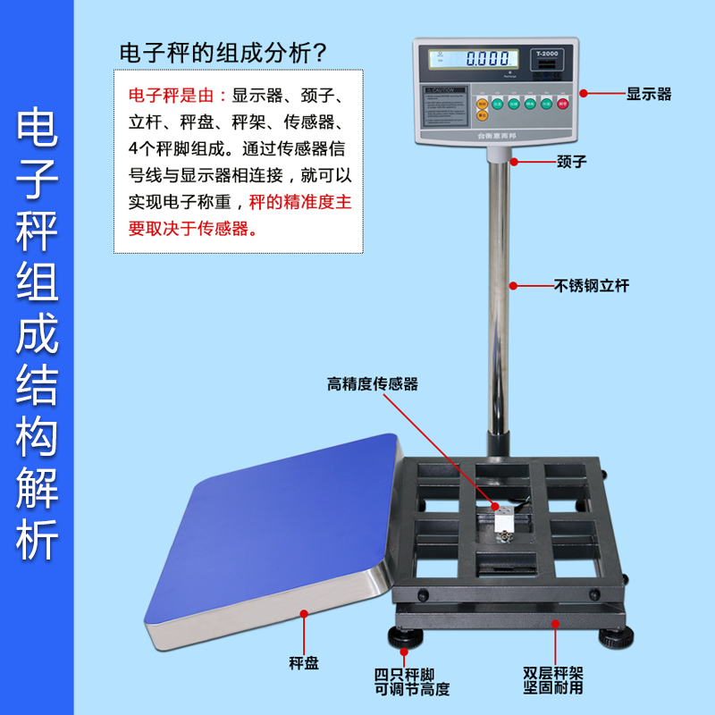 台衡惠而邦T2000A电子计重秤工业电子秤落地称30kg75kg300kg台秤_虎窝淘