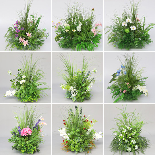 森系婚礼地排花婚庆仿真花背景布置订婚花艺摆件花排假花路引花