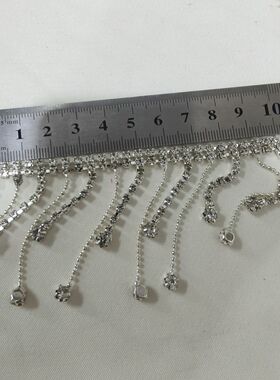 双排玻璃水钻流苏爪链DIY