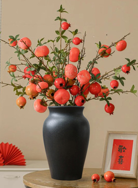 景德镇大口径陶瓷花瓶复古黑色陶罐家居民宿装饰摆件干花花器