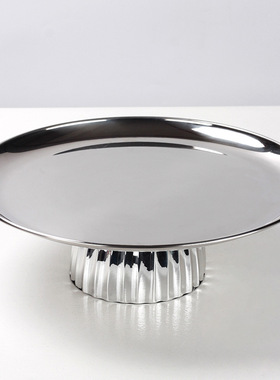 简约现代几何高脚圆形水果盘摆件售楼处样板间家居桌面收纳托盆