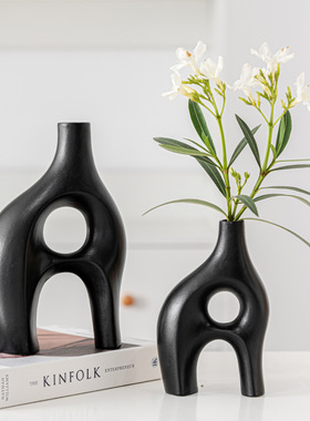 现代简约异形创意陶瓷花瓶办公室民宿软装北欧风摆件家居装饰品