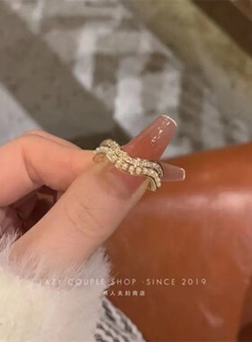 日韩超甜美温柔套戒女小众设计蝴蝶珍珠气质绝美指环开口