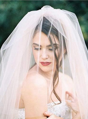 短款简约森系女头饰超仙领证求婚头纱新娘蓬蓬网红拍蝴蝶结