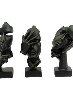 可爱三不抽象脸部表情摆件 店铺橱柜装饰摆设不听不看不说三件套