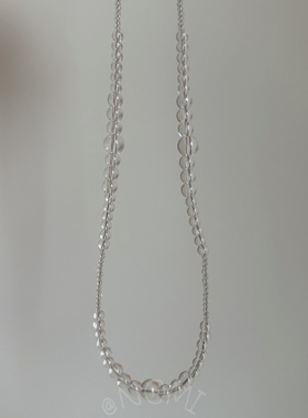 韩系ins风白水晶项链小众设计感