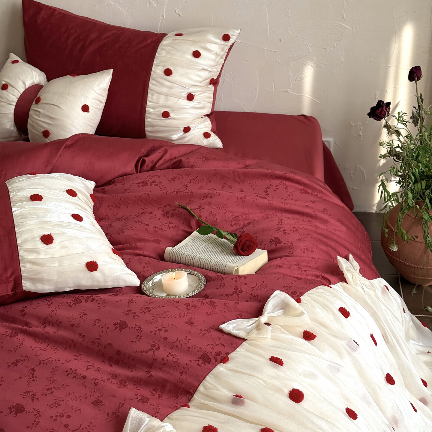 French girly cotton satin long-staple cotton four-piece set