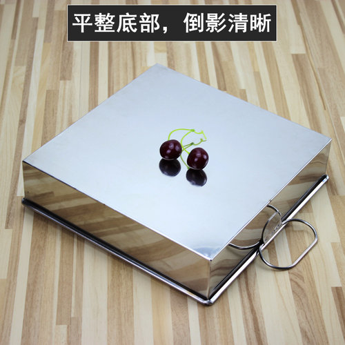 不锈钢阿胶蒸糕盘纯平底直角方盘冷却定型啊胶膏盒提手食物模具盘 - 图1