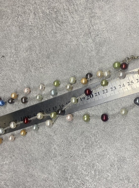 B1天然彩色珍珠白石水滴吊坠轻奢气质百搭温柔风长款叠戴毛衣链