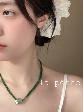 小众夏日少女加纳进口玻璃珠项链