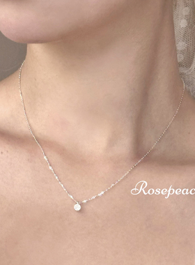 rosepeach「随便」小众少女极简清冷风微闪锆石925银项链可洗澡