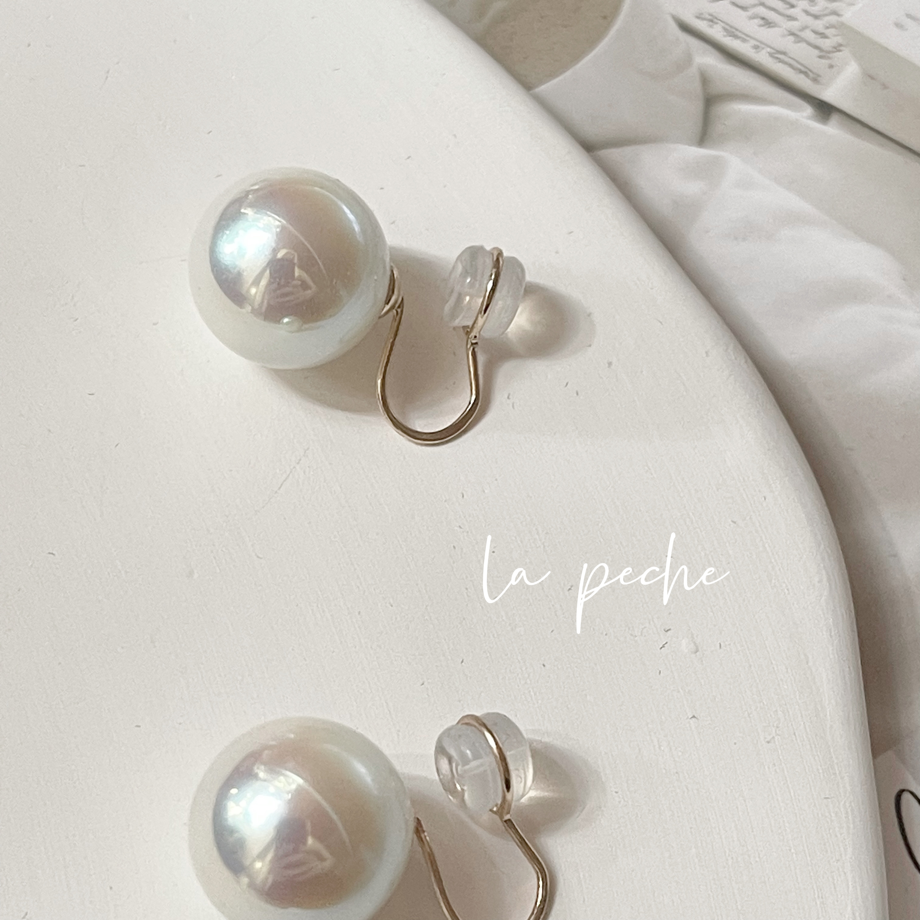 la peche 韩国fever同款气质正圆强光施华洛珍珠925银耳钉耳夹 - 图3