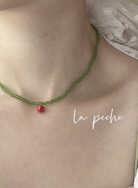 小众设计郁金香串珠项链锁骨链