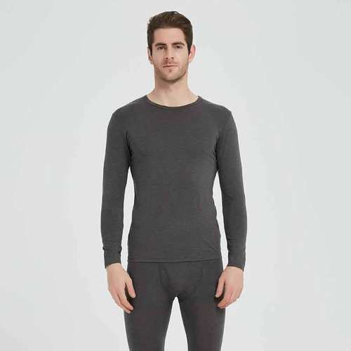 雪竹内衣秋冬棉莫代尔圆领纯色修身秋衣秋裤薄款男保暖套装18861 - 图3