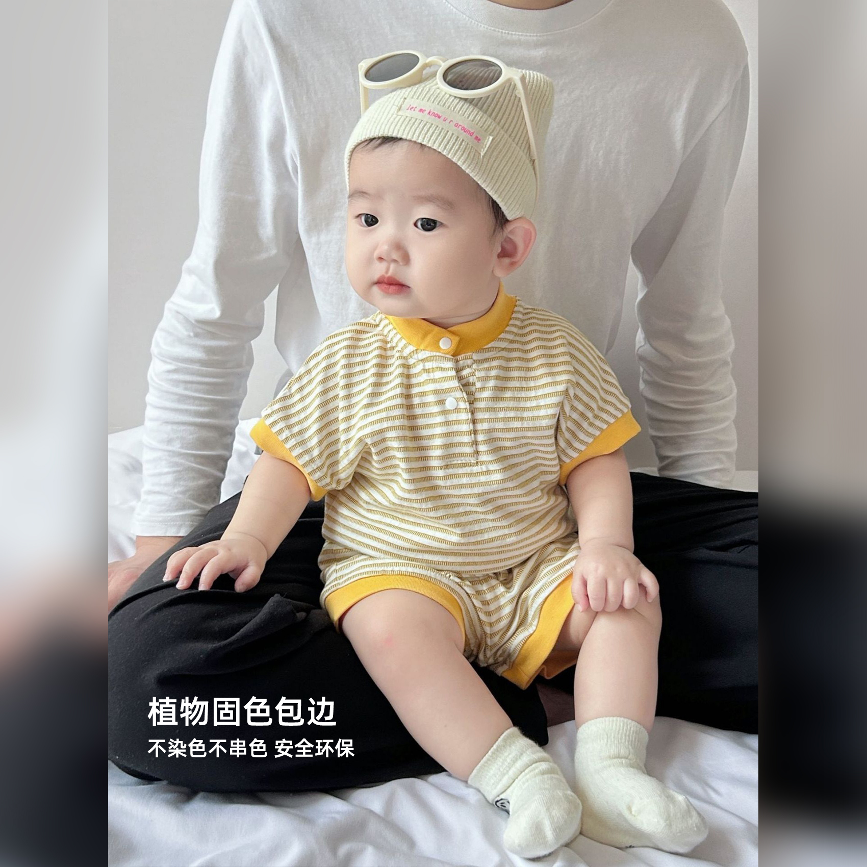 男宝宝分体套装夏季婴儿衣服薄款短袖短裤两件套韩系婴幼儿衣服潮-图1