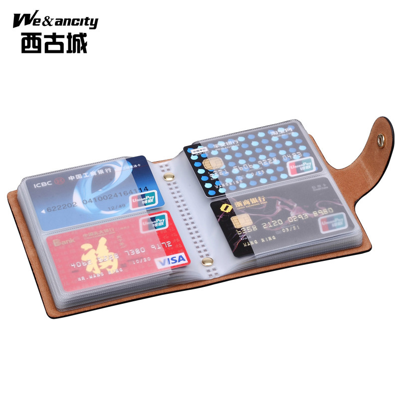 大容量多卡位女真皮卡套防消磁卡包 西古城卡包