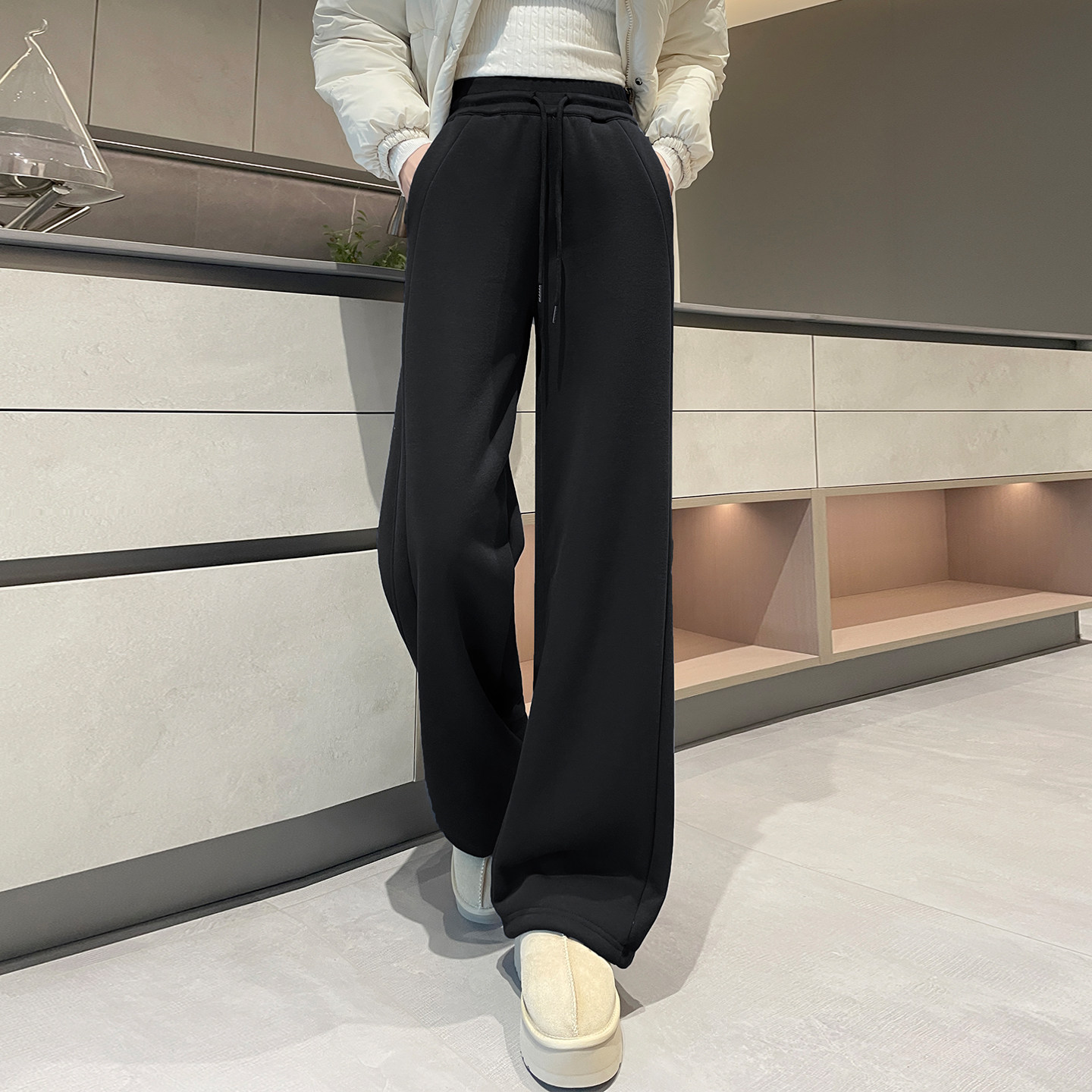 羊羔绒阔腿裤女2026秋冬季新款高腰加绒棉裤宽松显瘦保暖休闲裤子,淘宝优惠券,粉丝福利购,淘宝优惠卷