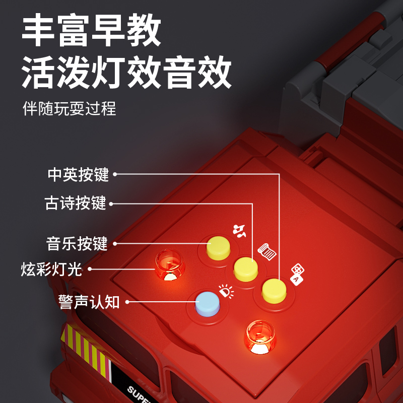 超大号汽车玩具男孩儿童益智消防工程车套装合金宝宝货柜导弹喷水-图2