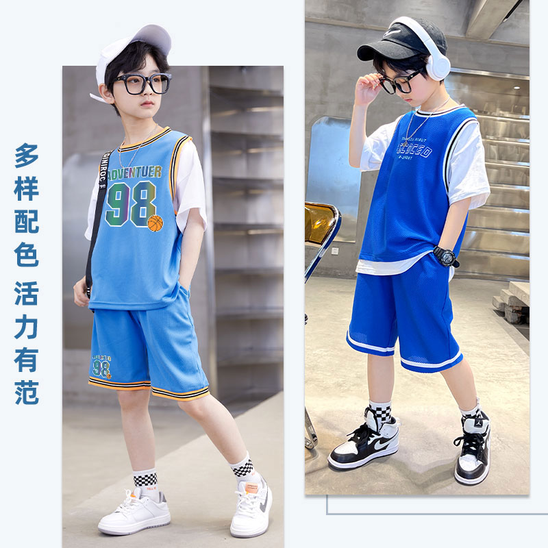 男童夏装套装儿童装速干运动服夏季大童篮球服夏款男孩潮短袖短裤