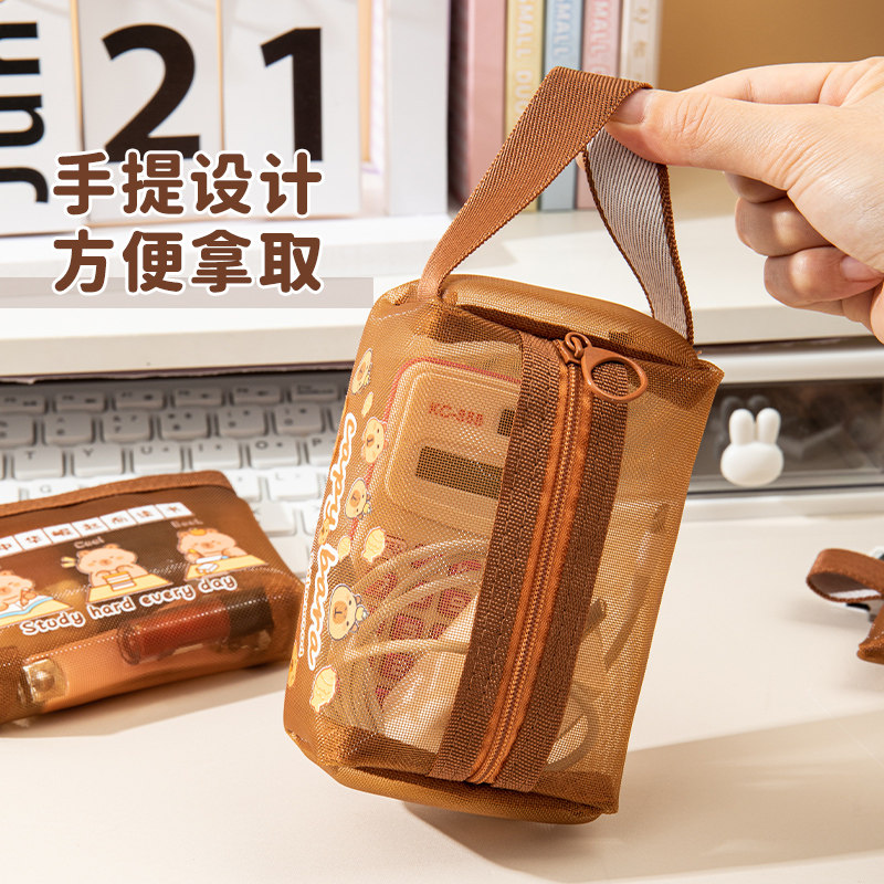 卡皮巴拉迷你透明网纱零钱包卡通可爱水豚手提收纳包高颜值化妆品口红包小巧便携式蓝牙耳机数据线钥匙整理包,淘宝优惠券,粉丝福利购,淘宝优惠卷