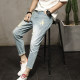 Spring and summer ripped nine-point jeans men's loose straight retro beggar pants men's harem pants tide brand casual pants