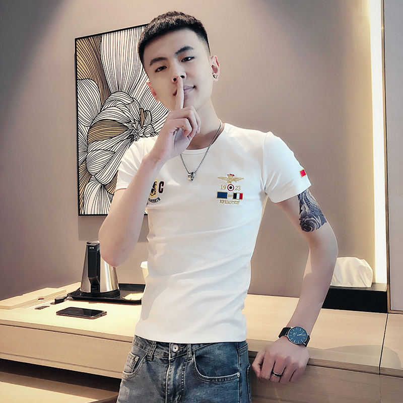 夏装男士特小码t恤修身短款XS号短袖社会精神小伙紧身薄半袖体桖 - 图2