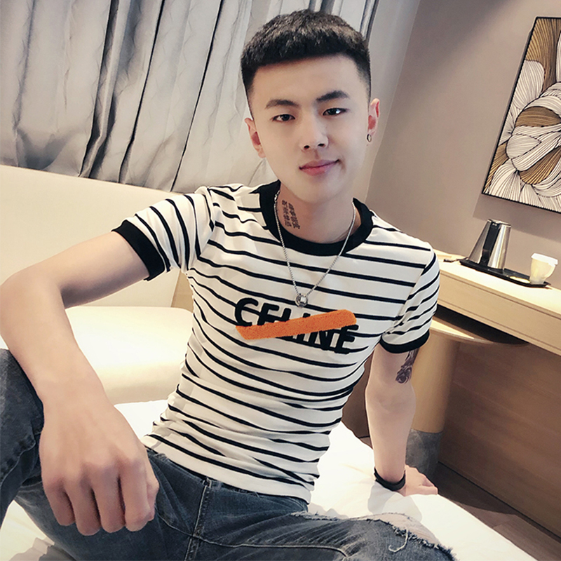 夏装男士特小码t恤修身短款XS号短袖社会精神小伙紧身薄半袖体桖 - 图0