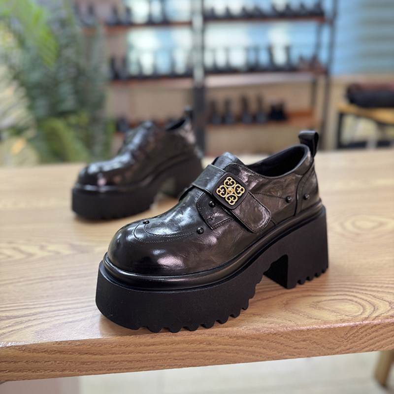 真皮乐福鞋女爆款高跟鞋2025春季新款单鞋女松糕厚底欧货小皮鞋女,淘宝优惠券,粉丝福利购,淘宝优惠卷