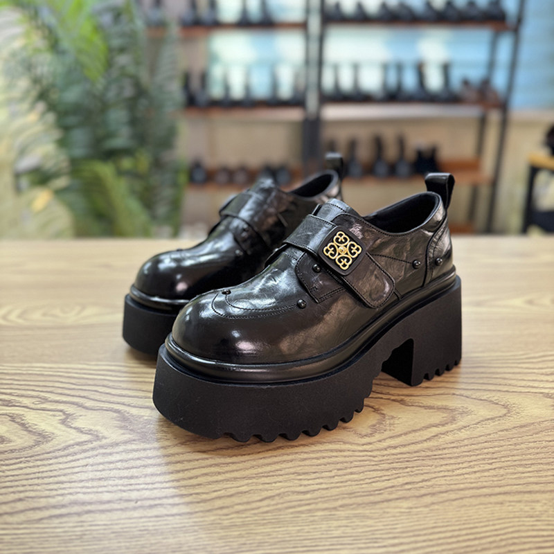 真皮乐福鞋女爆款高跟鞋2025春季新款单鞋女松糕厚底欧货小皮鞋女,淘宝优惠券,粉丝福利购,淘宝优惠卷