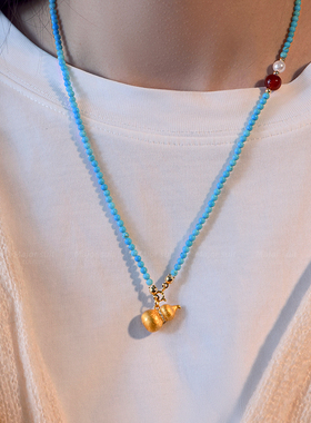 新中式配饰葫芦吊坠颈链锁骨链项链女2025新款轻奢高级感气质大气