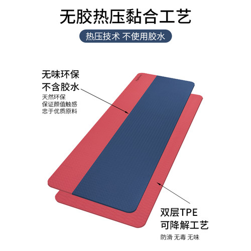 BODHI瑜伽垫新款撞色条纹便携式加厚家用防滑tpe减震静音瑜伽垫 - 图2