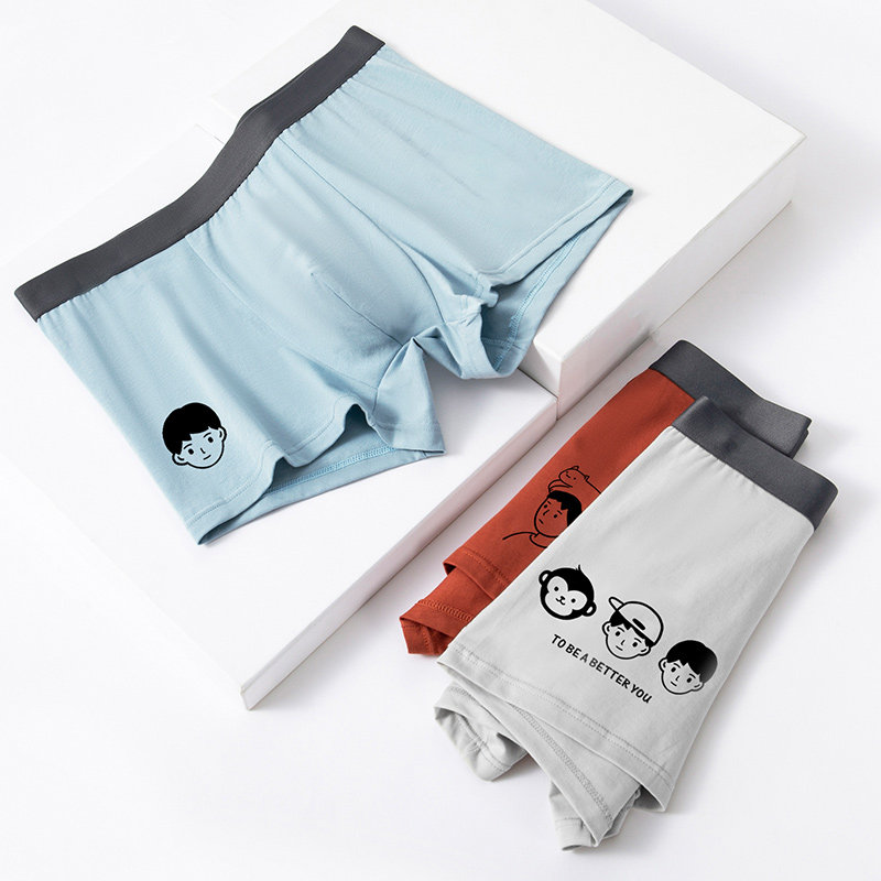 【日系插画】男士四角裤衩纯棉短裤 夫尼保罗男平角内裤