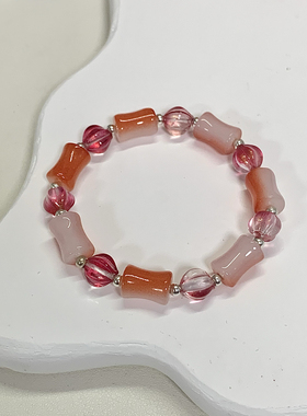 特价款｜原创小众设计复古新中式竹节琉璃串珠吊坠字牌手链手饰