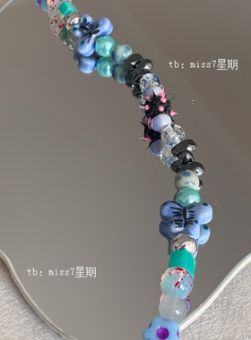 蝶恋花｜原创小众设计ins复古千禧y2k不规则捷克珠天然石串珠项链