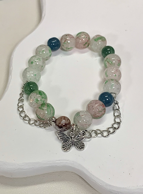 特价款｜原创小众设计复古新中式简约琉璃蝴蝶不规则串珠手链手饰