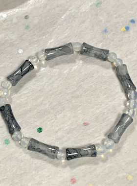 节节高｜原创小众设计黑白灰色冷淡风天然石琉璃竹节串珠手绳手链