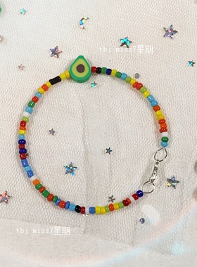 满25包邮/原创小众设计可爱童趣ins夏日彩色多巴胺串珠钢圈手链