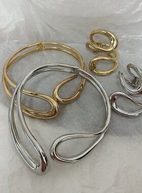 ZA新款几何弹簧金属项圈