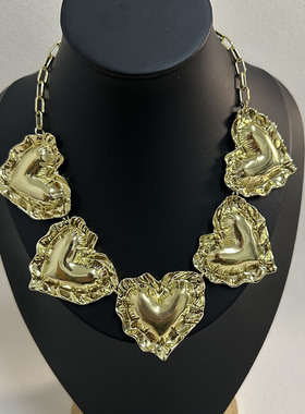 轻奢小众夸张液态金属大爱心项链