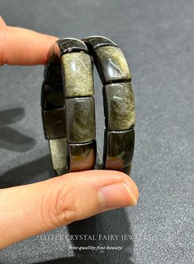 天然金曜石镯型手牌手链可diy原创水晶手排项链材料外贸小众首饰