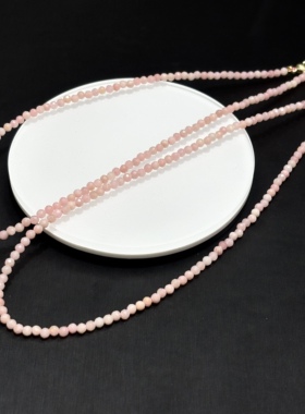 天然粉澳宝刻面圆珠项链手链两用款原创串珠水晶礼物女生文玩外贸