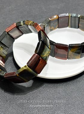 天然彩虎眼石方形手牌手链可diy原创水晶项链礼物外贸小众首饰