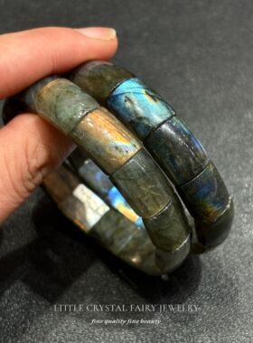 天然强光拉长石月光石手排牌手串手链diy原创水晶首饰散珠礼物