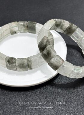 天然绿幽灵手牌排手链可diy原创绿色水晶饰品小众首饰情侣礼物