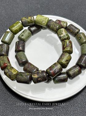 天然龙血石水晶圆柱桶珠手串外贸跨境首饰复古手链可diy原创材料