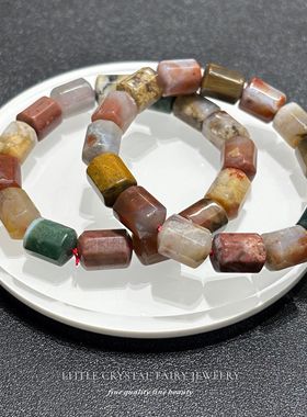 天然海洋碧玉圆柱桶珠手串手链可diy原创水晶项链材料串珠外贸款