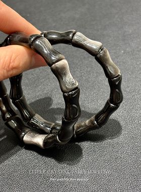 天然银曜石竹节手牌手链可diy原创水晶项链材料串珠外贸女生首饰