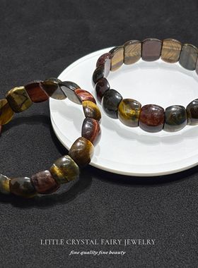 天然彩虎眼指甲手牌手链可diy原创水晶饰品复古文艺礼物外贸首饰