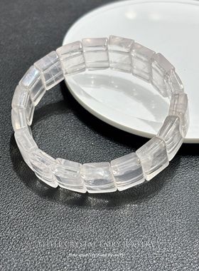 天然奶白水晶方形手牌手链可diy原创水晶首饰小众首饰女生礼物