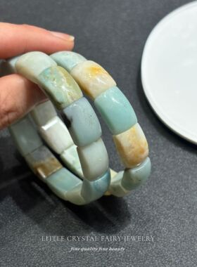 天然加勒比蓝色水晶手牌手排手链可diy原创水晶文玩女生国风礼物